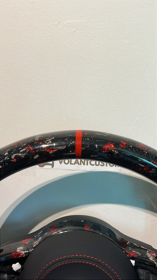 Volant Custom Carbone Forgé LED & Détails Rouges - VW Golf 7 GTI/R
