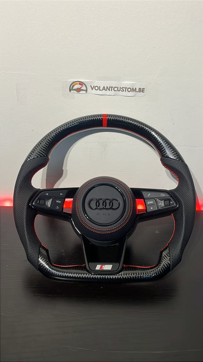 Volant Custom Carbone & Détails Rouges - Audi TT/R8/A7/+