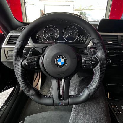 Volant BMW M Sport Cuir Perforé - Série F - Look Noir Brillant