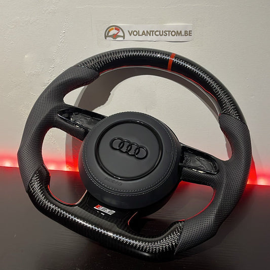 Volant Custom Carbone & Détails Rouges - Audi A3 8P/8V1