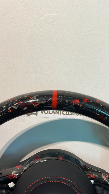 Volant Custom Carbone Forgé LED & Détails Rouges - VW Golf 7 GTI/R