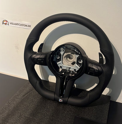 Volant BMW M Sport Cuir Perforé - Série F - Look Noir Brillant