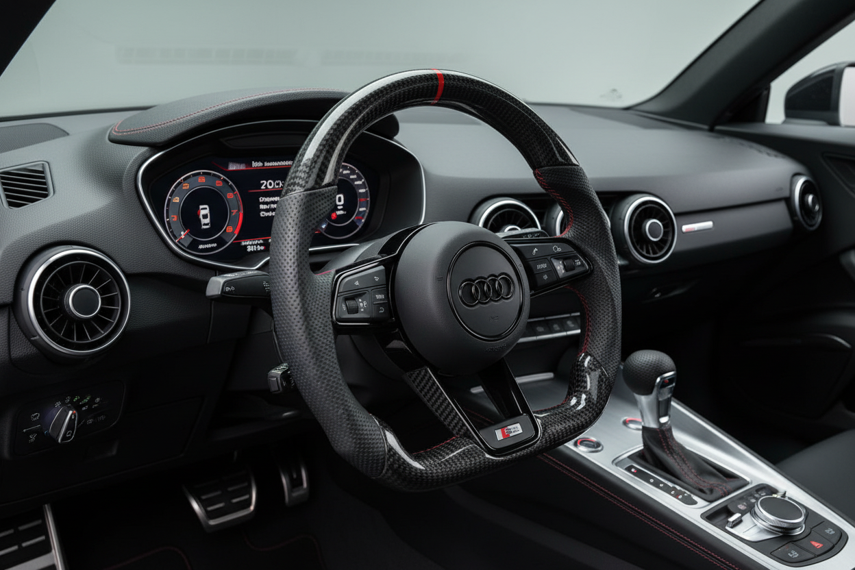 Volant Custom Carbone & Détails Rouges - Audi TT/R8/A7/+