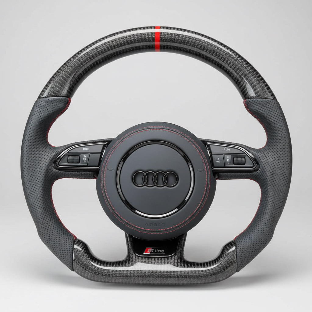 Volant Custom Carbone & Détails Rouges - Audi A3 8P/8V1
