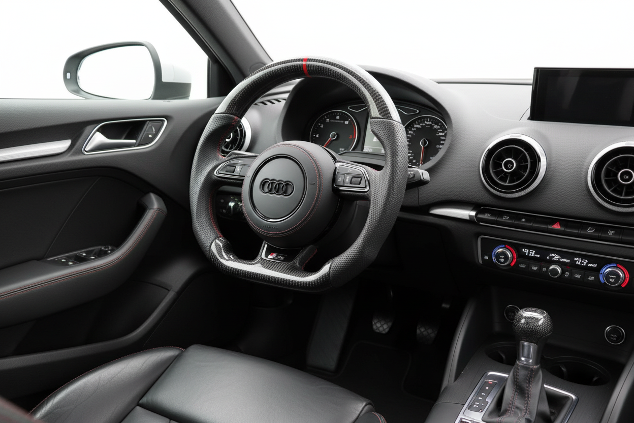 Volant Custom Carbone & Détails Rouges - Audi A3 8P/8V1